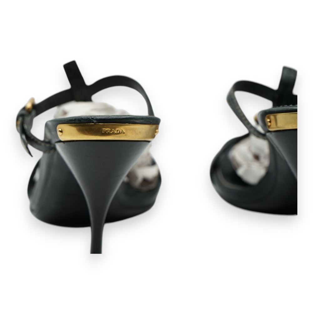 PRADA‎ Women's High Heels Sandal Open Toe Size EUR 36 / US 6 Black  MSRP $950 - Picture 7 of 11